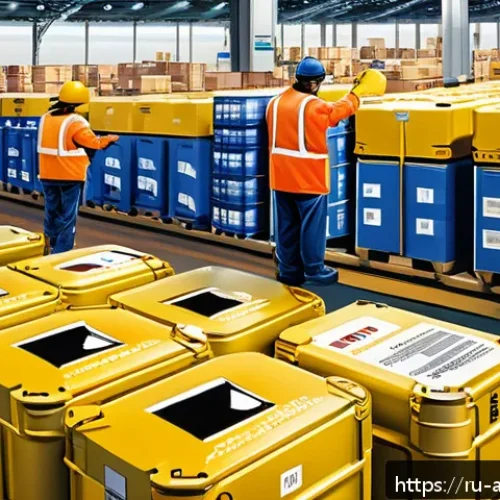 Home 17 항공화물 국제 규정 이해하기 - A detailed, realistic illustration of an international air cargo warehouse scene showing diverse typ...